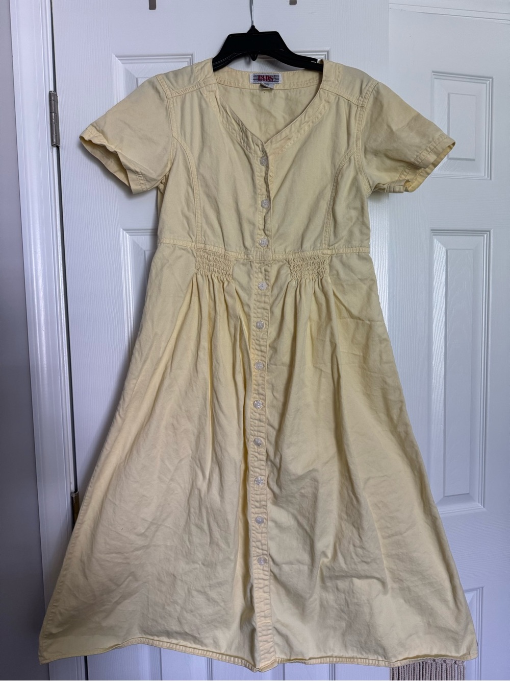 Vintage Butter Yellow Button-Front Women's Dress